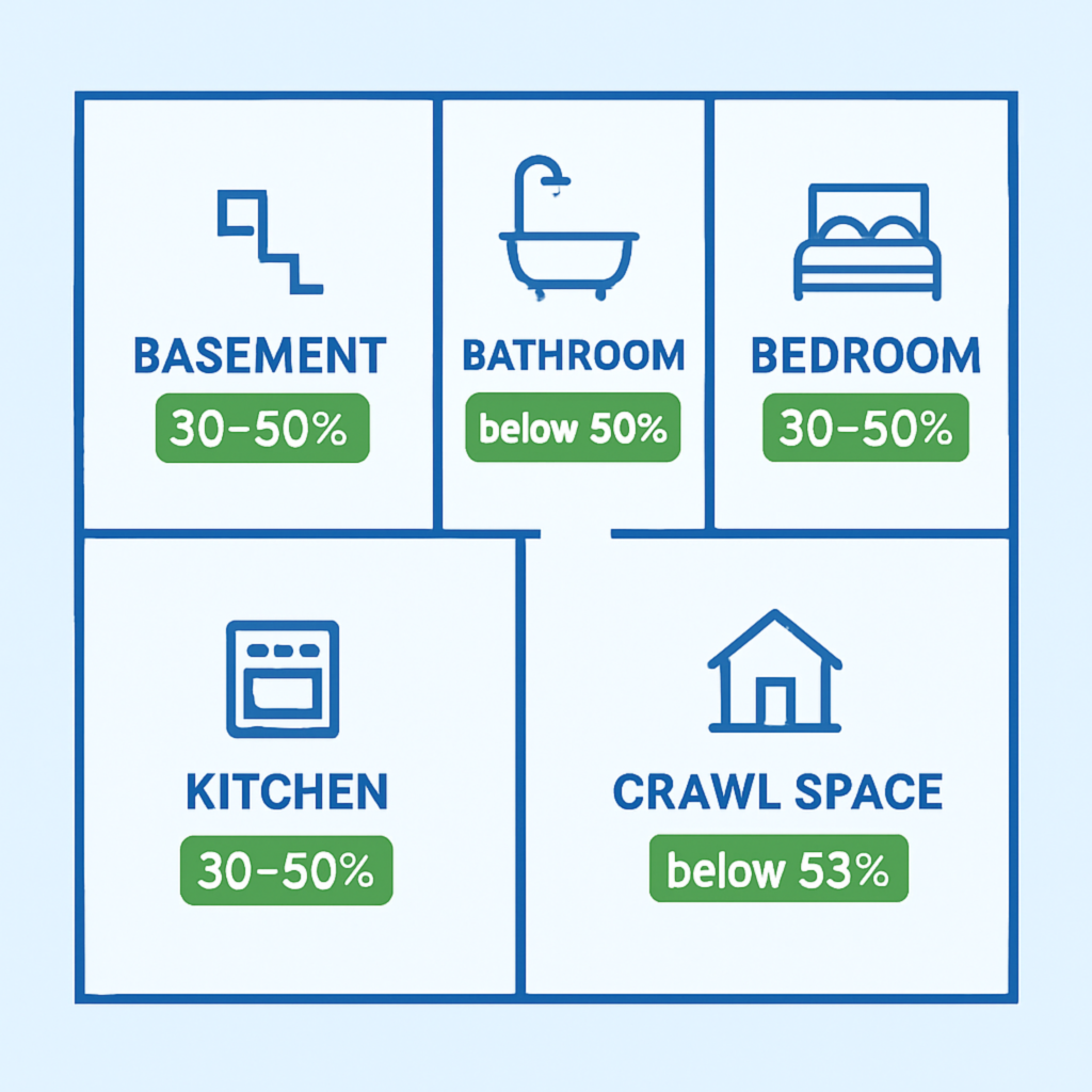 ideal humidity levels by room to prevent mold growth