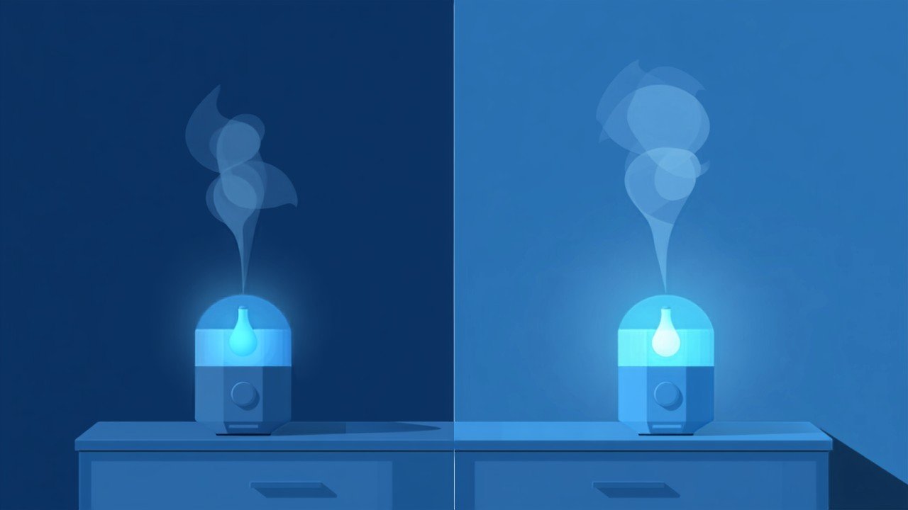 Cool mist versus warm mist humidifier comparison in a bedroom