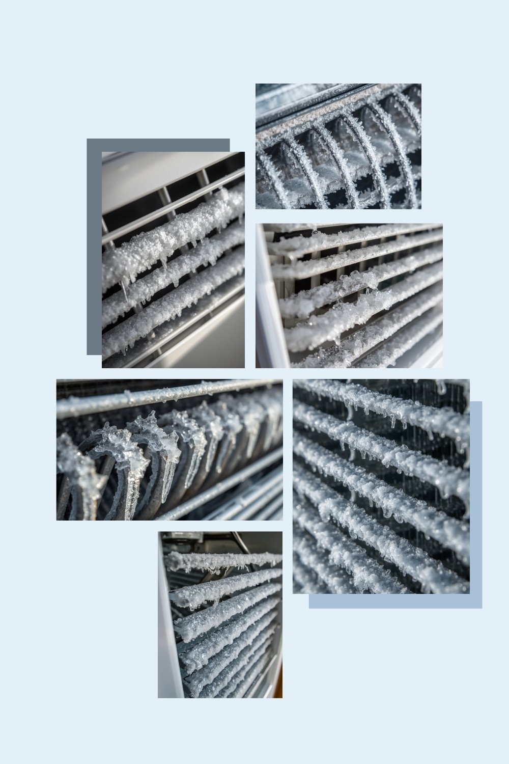 Frosted, icy coils on a dehumidifier that has frozen up
