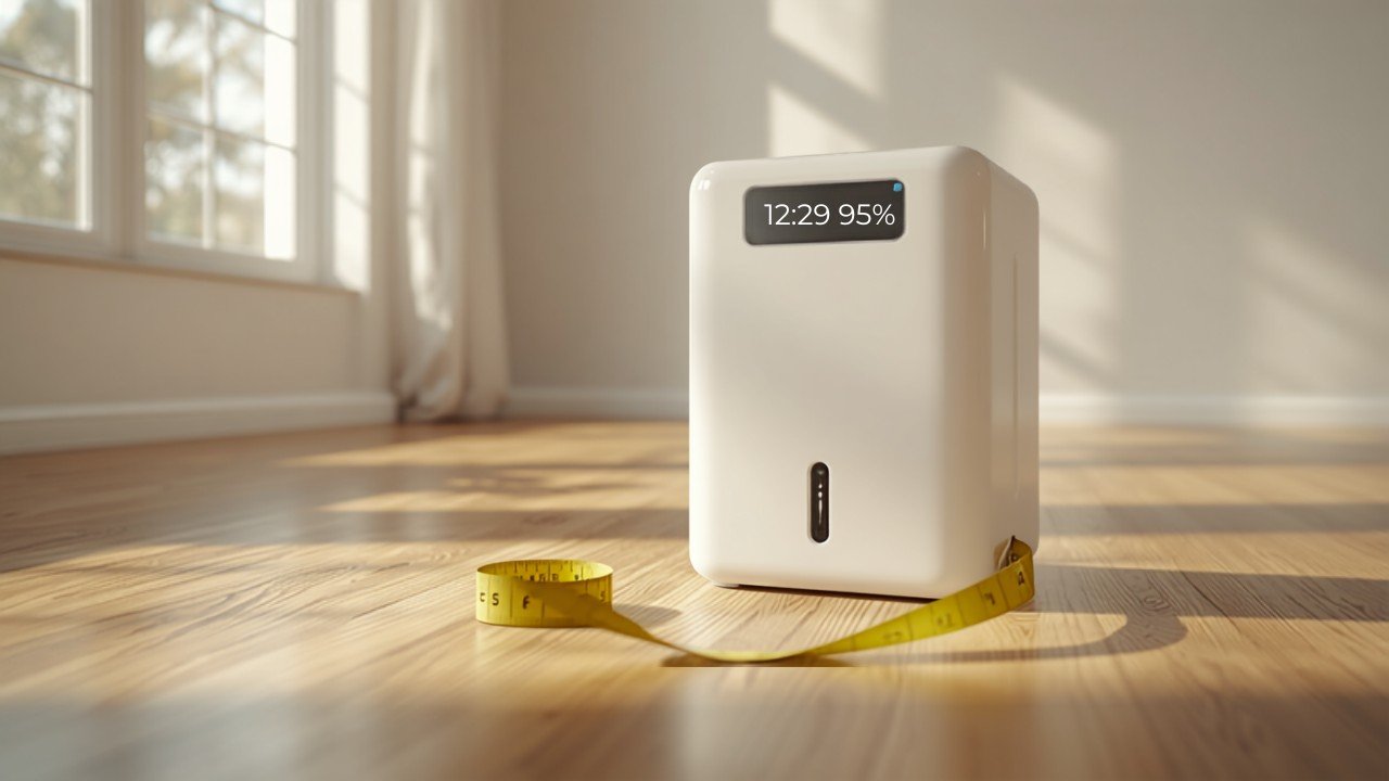 Measuring a room to size a portable dehumidifier
