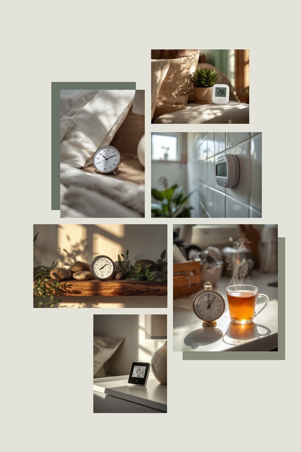 Hygrometers placed around the home to track humidity for allergy control