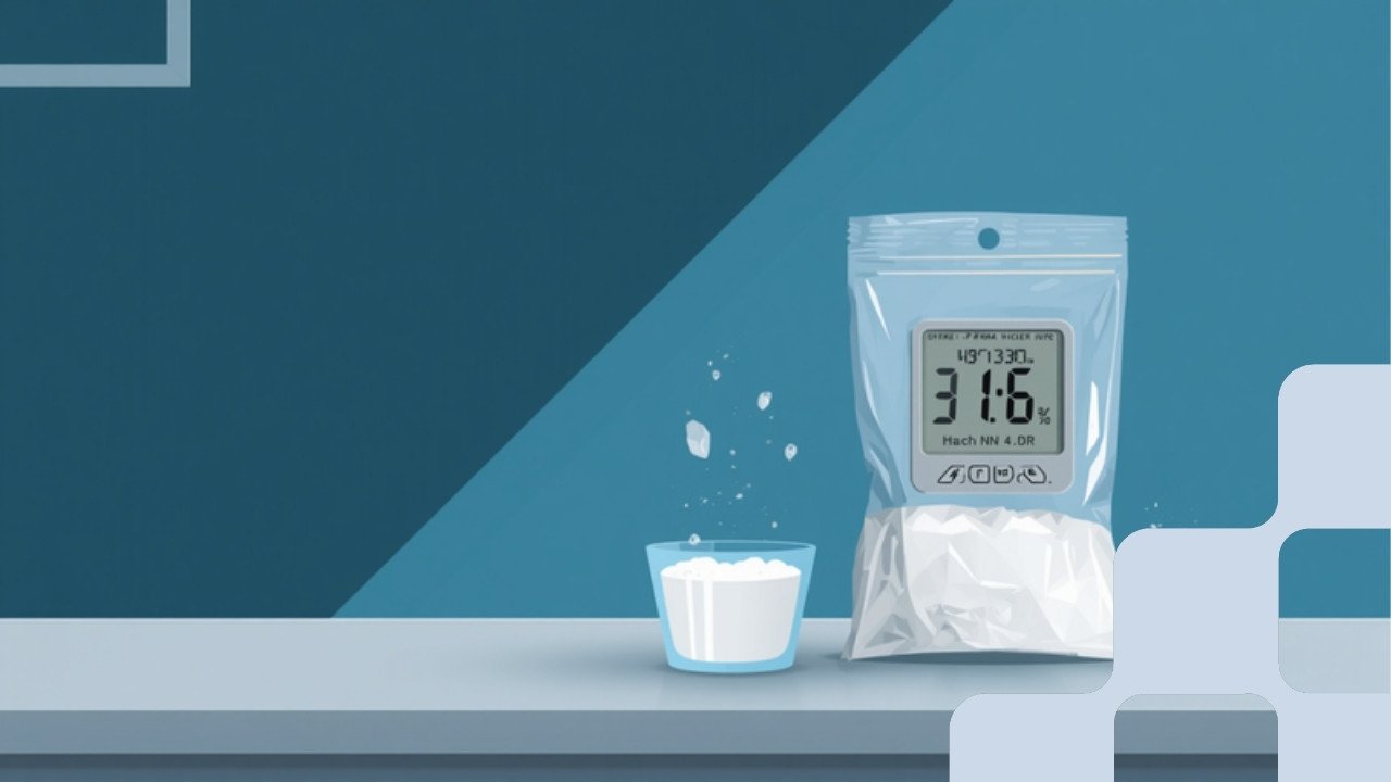 A hygrometer sealed with damp salt in a bag for the salt test calibration method