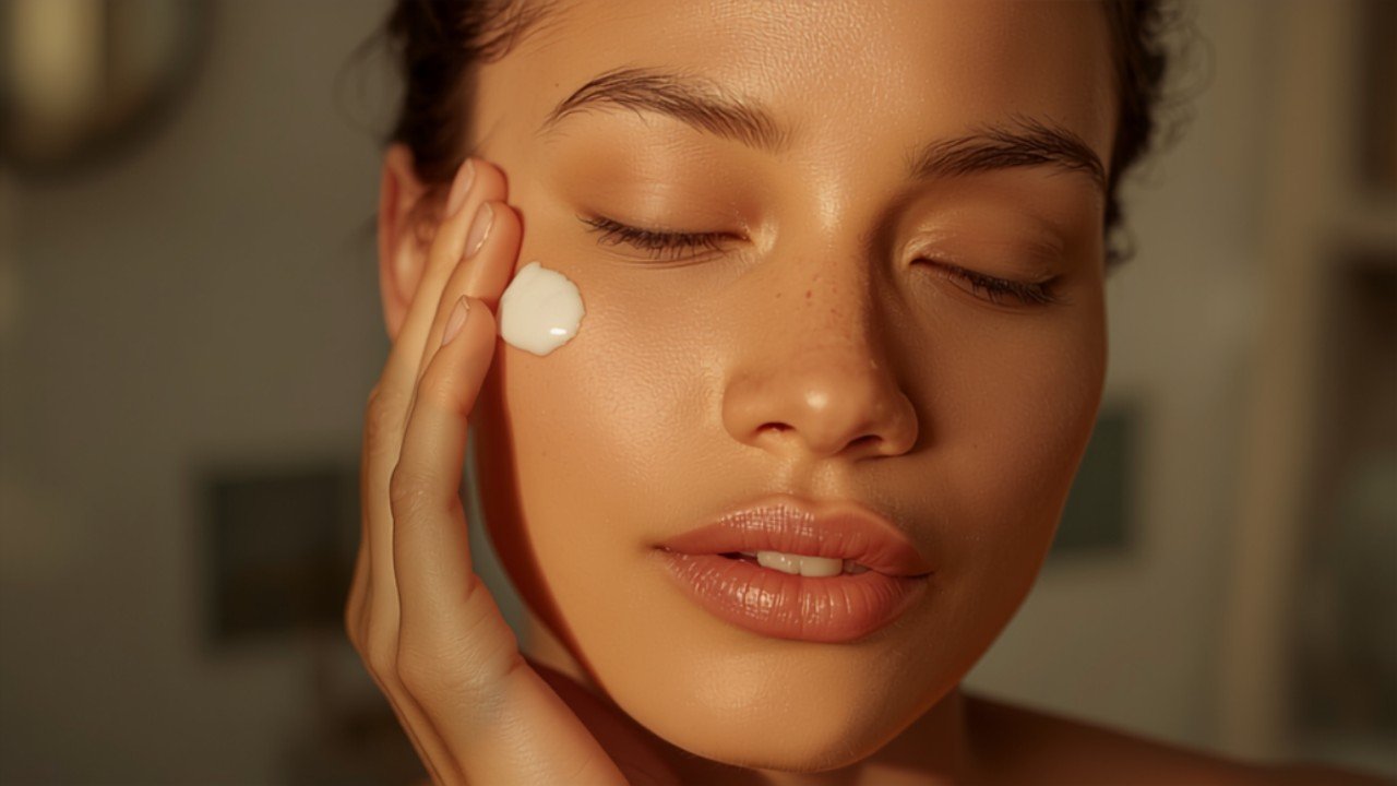 Applying moisturizer to combat dry skin caused by low indoor humidity