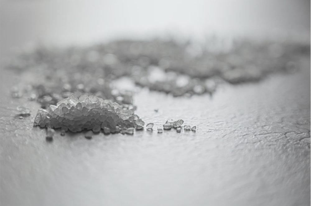 Close-up of table salt used for the hygrometer salt calibration test